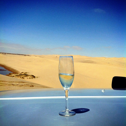 champagne in the sand