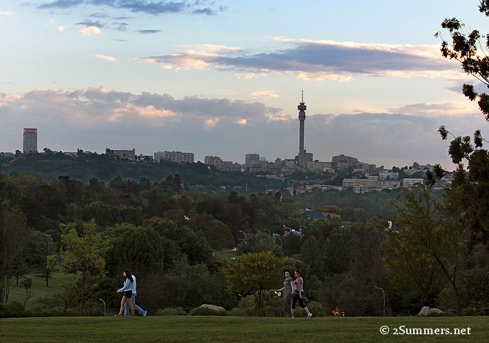 People walking in park