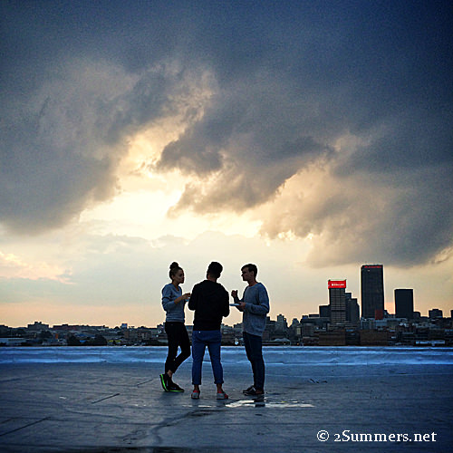Socializing on roof
