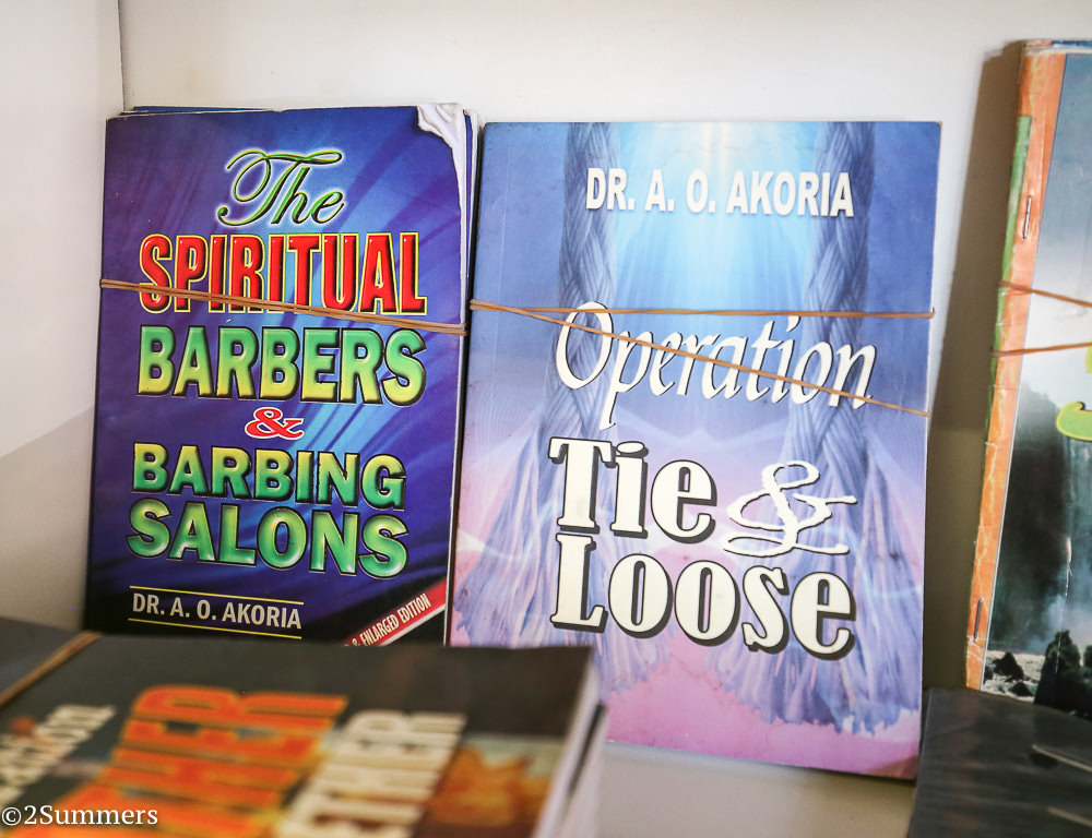 Nigerian religious books for sale at a shop in downtown Joburg