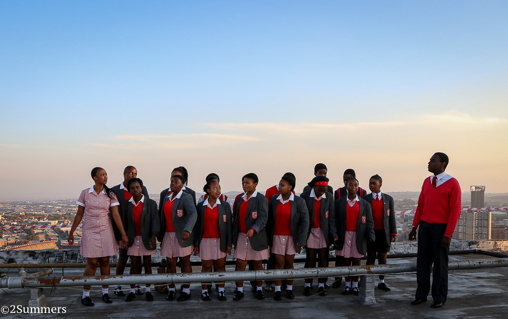 The Barnato Park High School Choir performs on the roof of the Tygerberg.