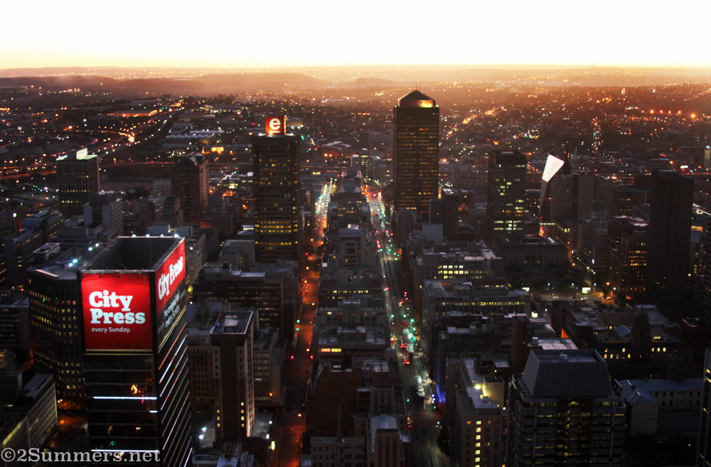 Joburg skyline from Carlton at sunset