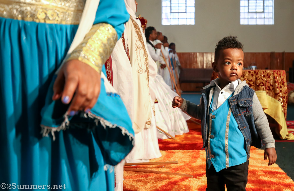 Well dressed kid in Ethiopian Orthodox Church