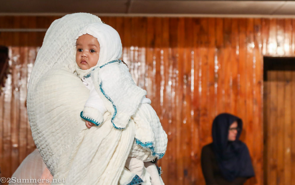 Mom and baby in church