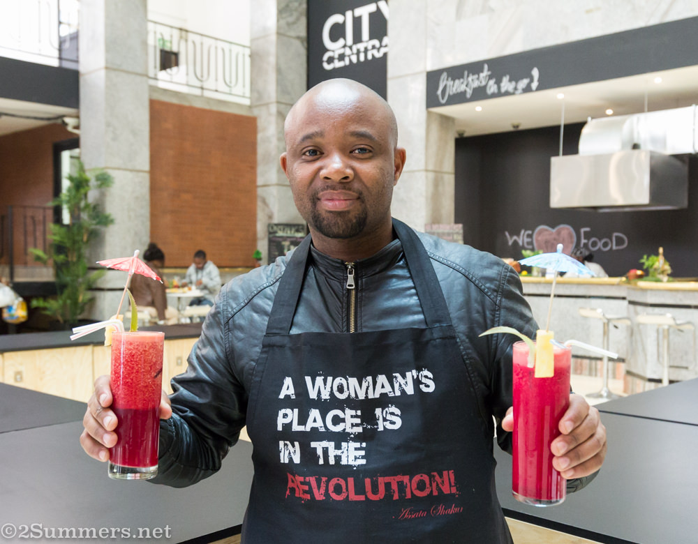 Vuyani with juice cocktails