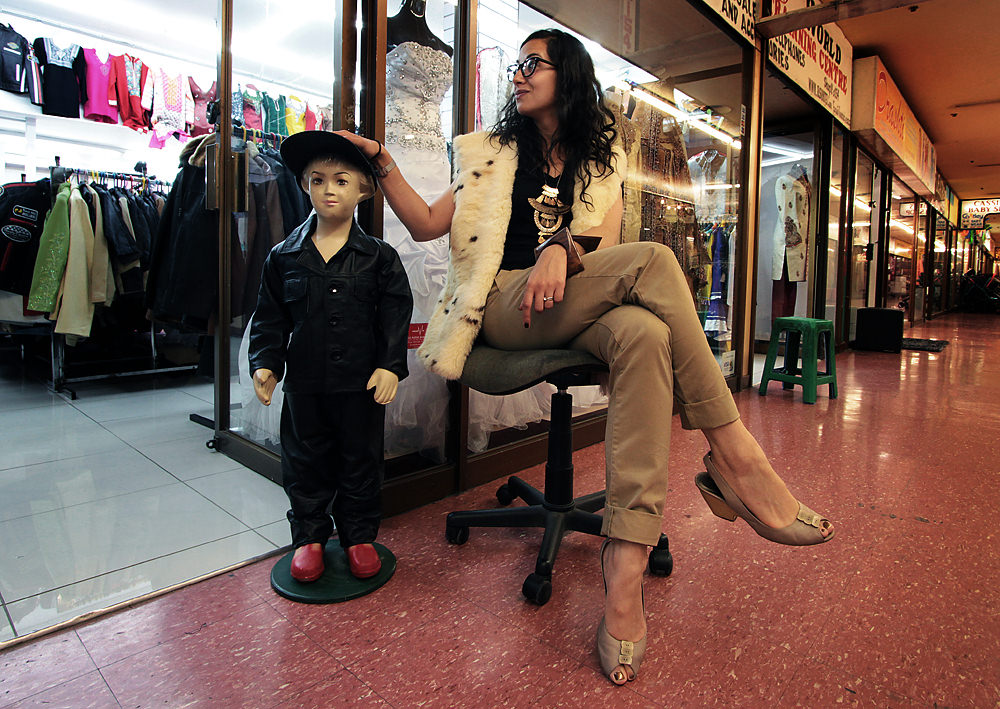 Anita and fur coat at the Plaza
