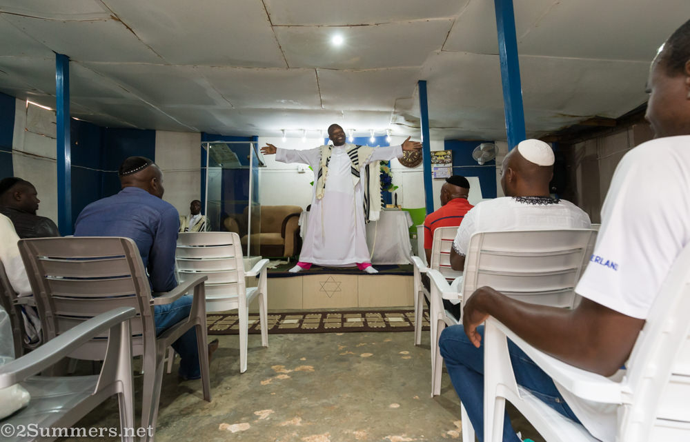 Rabbi Nathan during Shabbat prayers