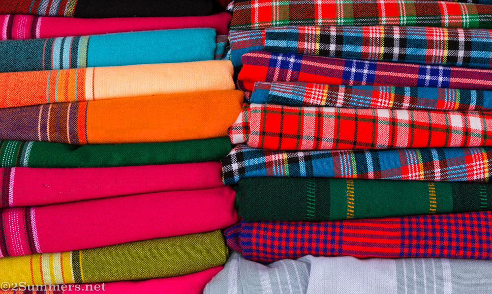 Maasai blankets for sale at Maasai Market