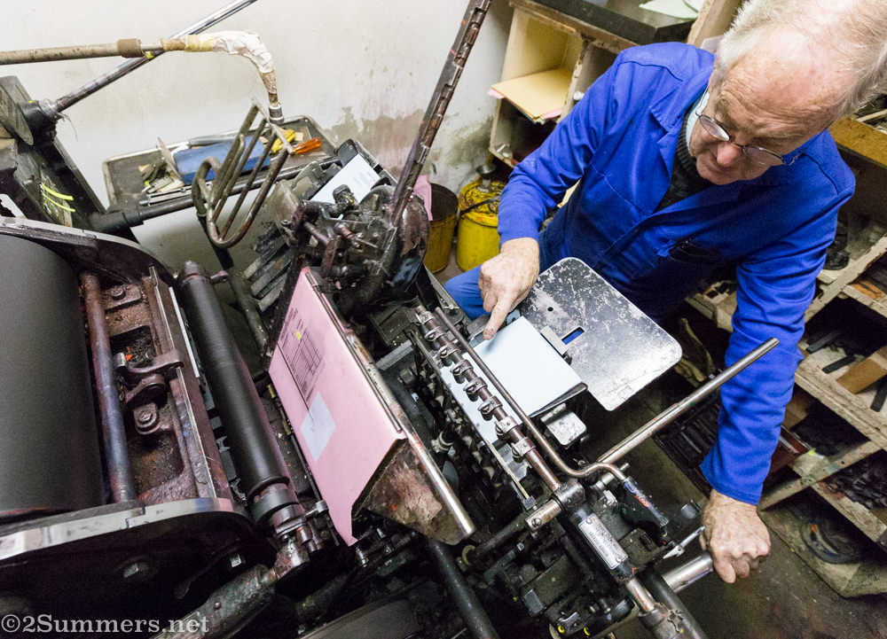 Ted Sheasby at his printer in Malvern