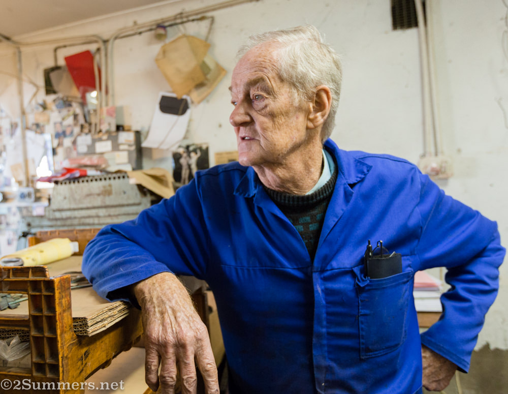Ted sheasby in his shop in Malvern