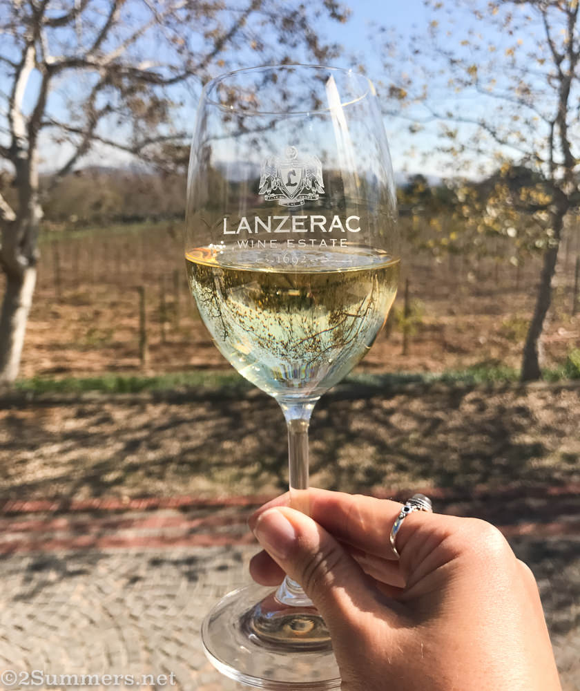 Glass of wine at Lanzerac