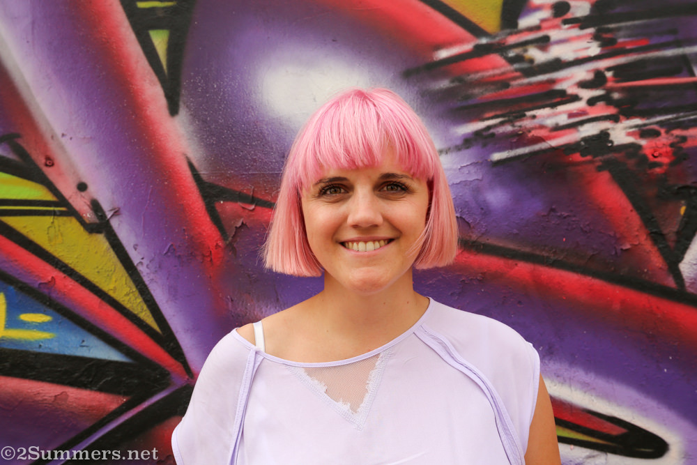 Kate Els with pink hair