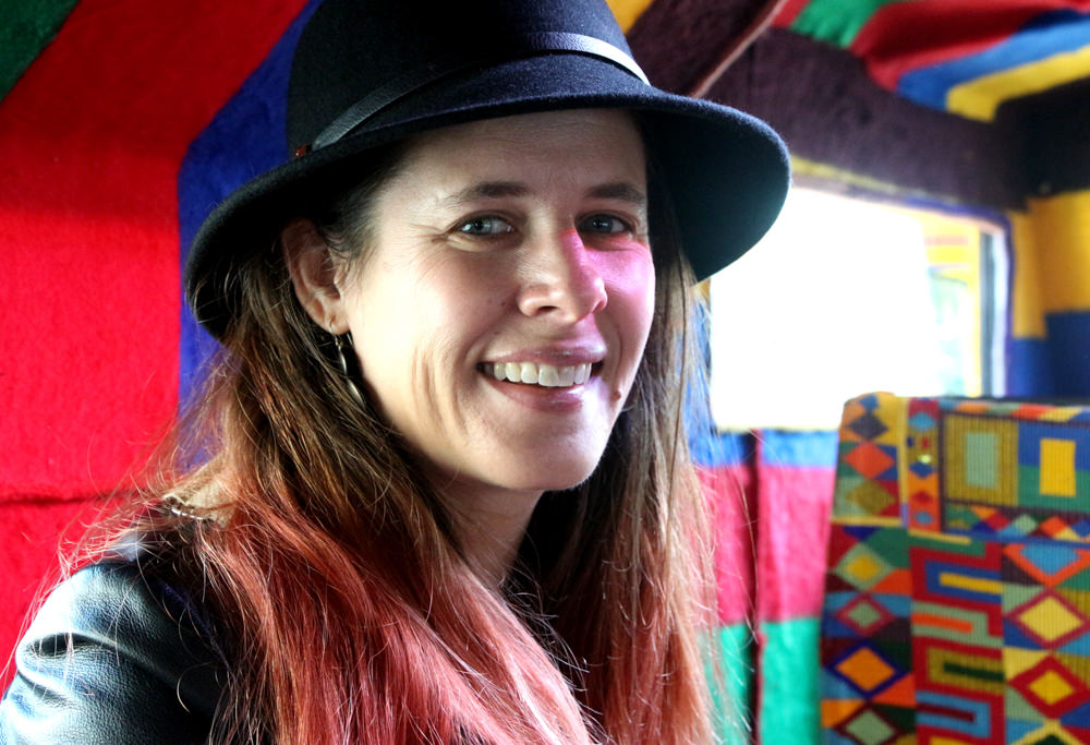 Heather inside the Casspir