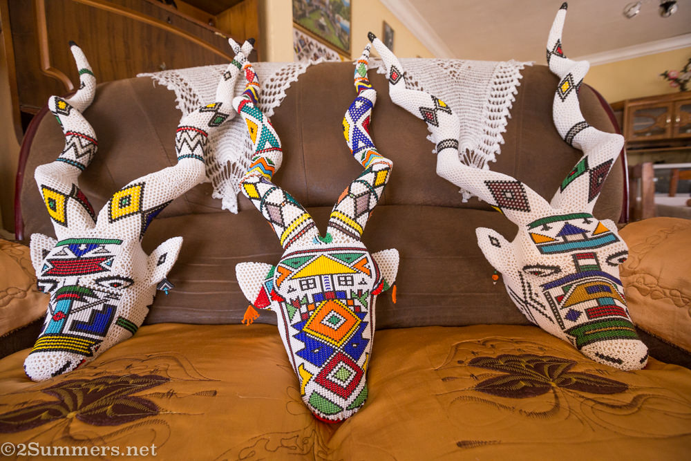 Completed Ndebele kudu heads