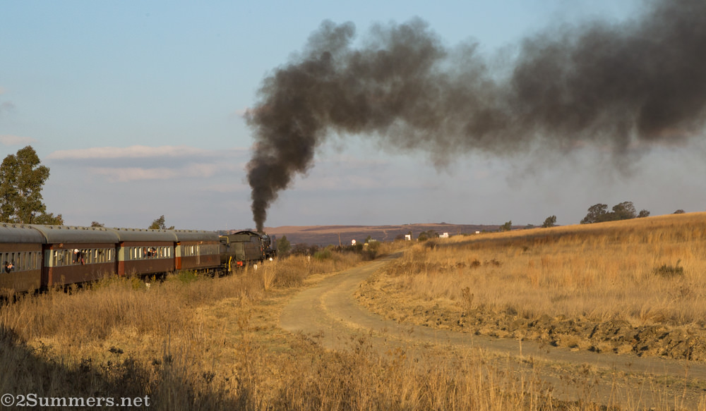 Train and black steam