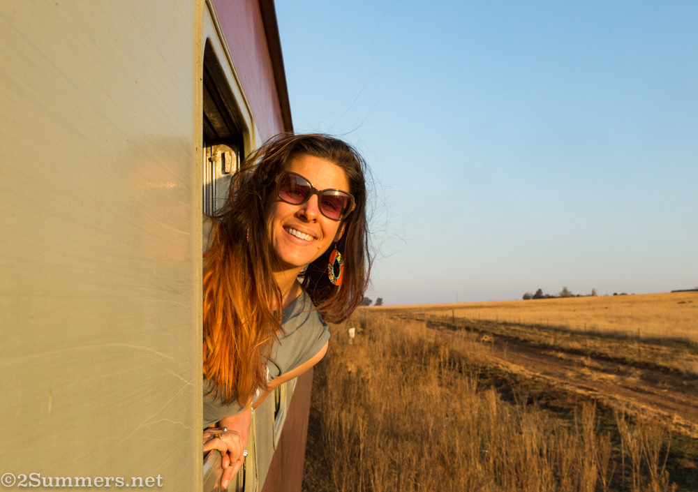 Heather on the steam train