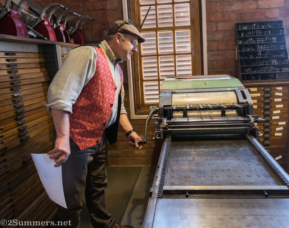 Martin demonstrates one of the printers