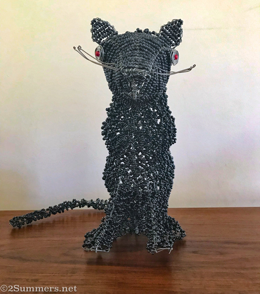 Beaded Smokey on table