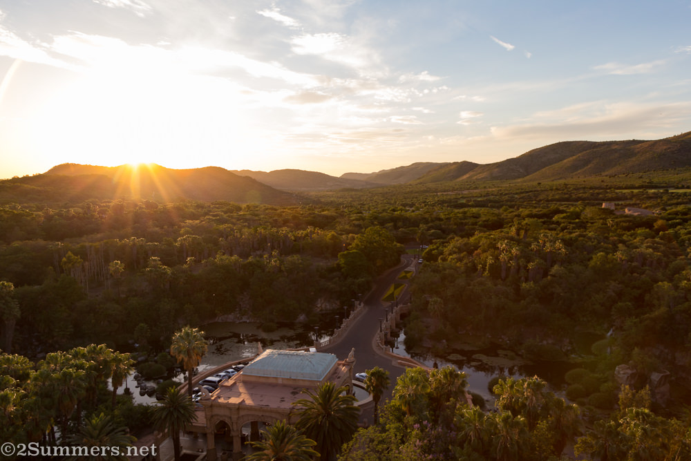 Sunset form the turret at the Palace of the Lost City