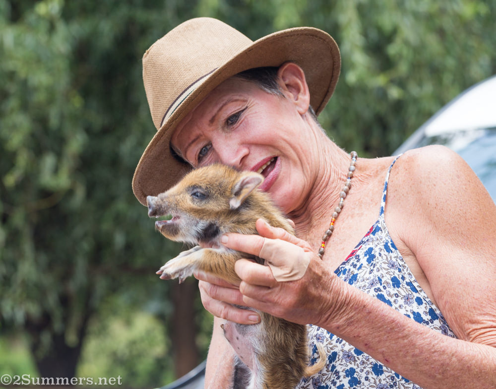 Janet Diack with baby wild boar