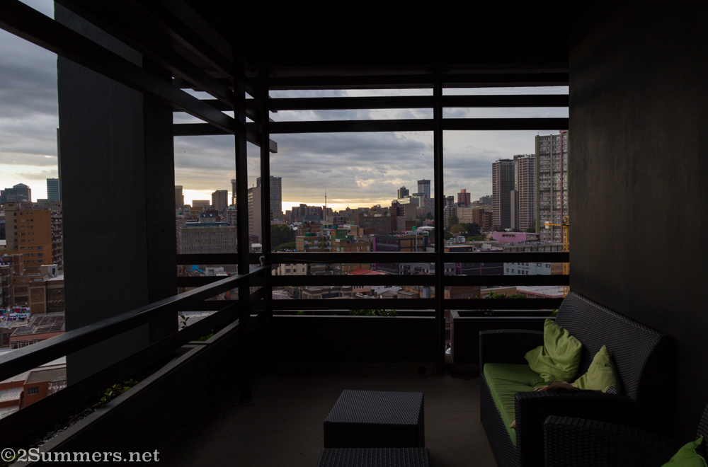 View of Jozi Skyline from Hallmark House balcony