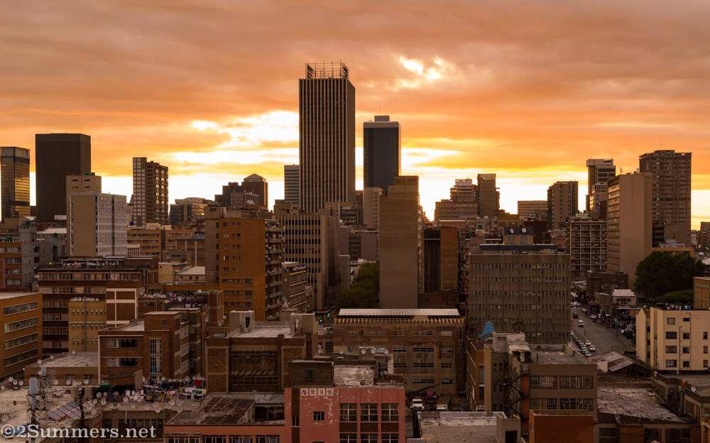 Jozi skyline at sunset