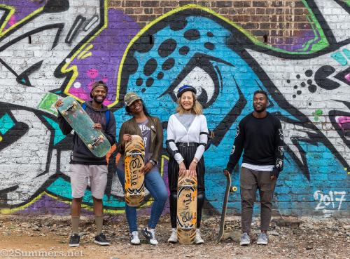 Skateboarding tour in front go graffiti