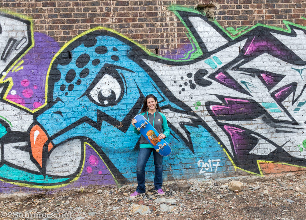 Heather with a skateboard