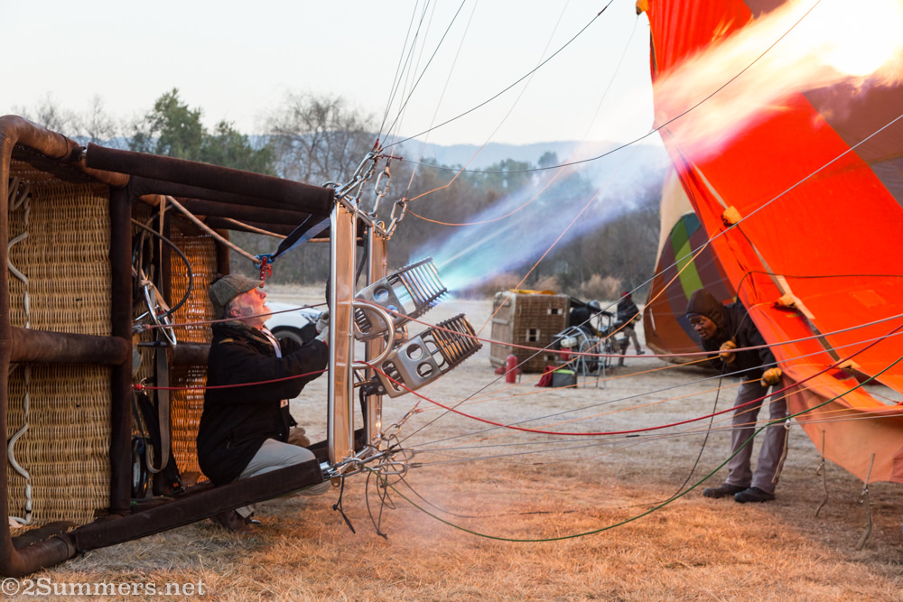 Bill Harrop inflating balloon