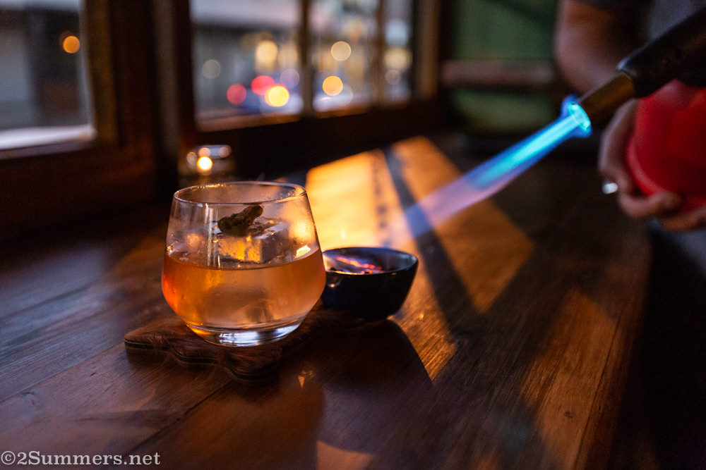 blowtorched cocktail at Mooteebar in Melville