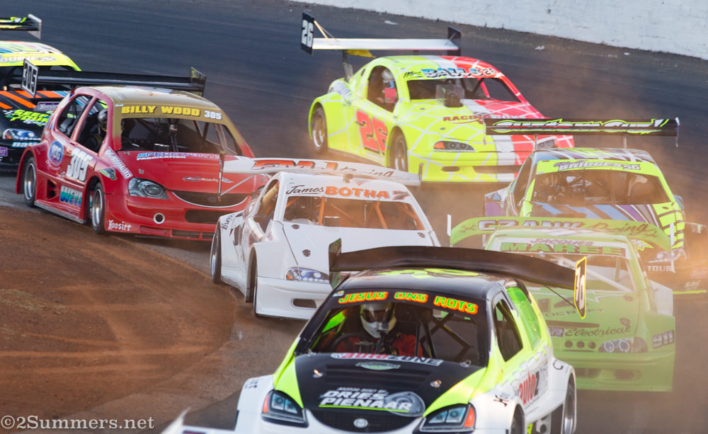 Cloud of dust after a car slid off the track
