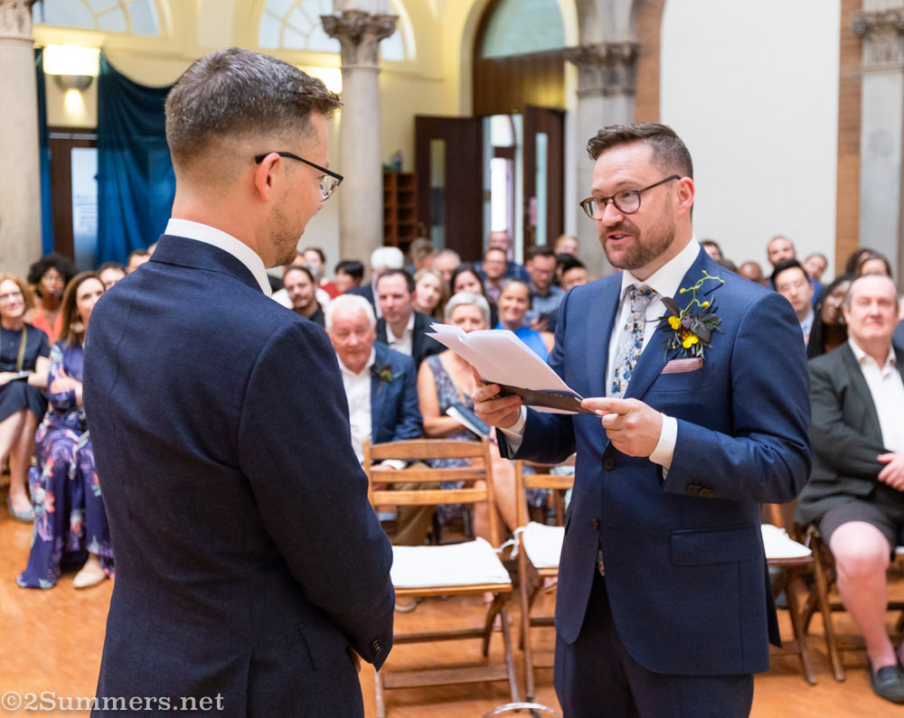 Thomas reading vows to Guy