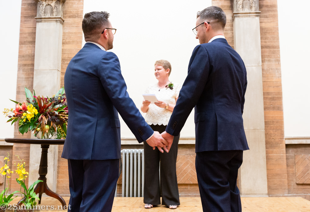 Beginning of wedding vows for Thomas and Guy