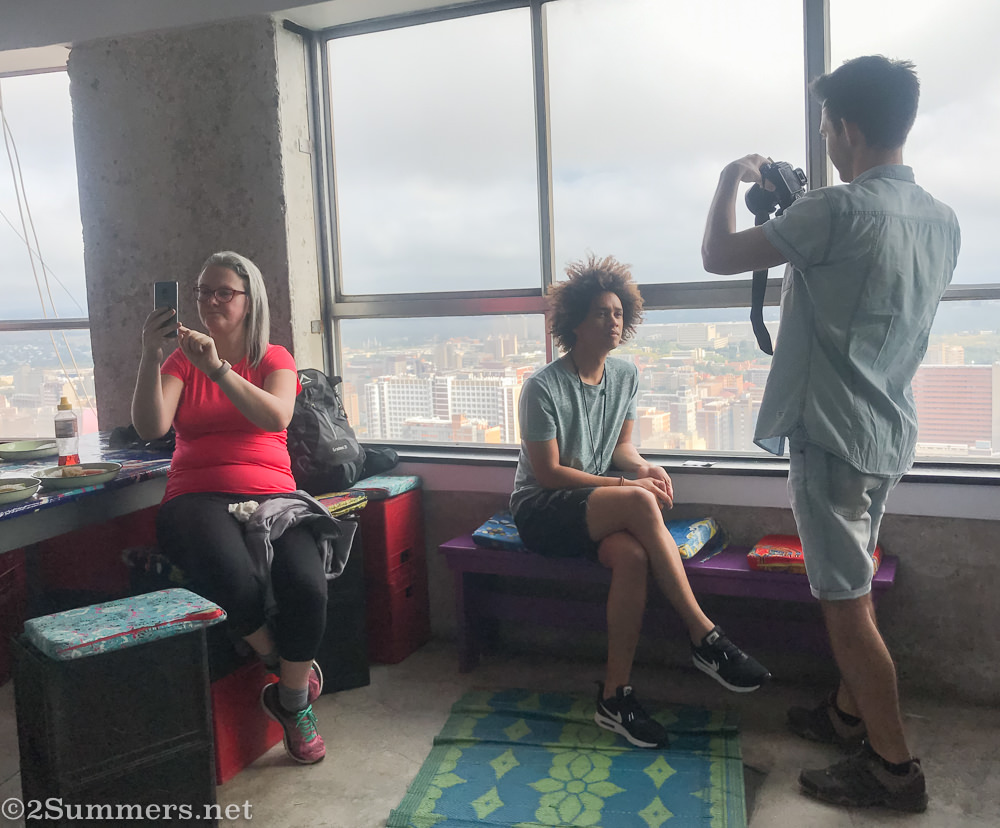Selfies on the 51st floor of Ponte City.