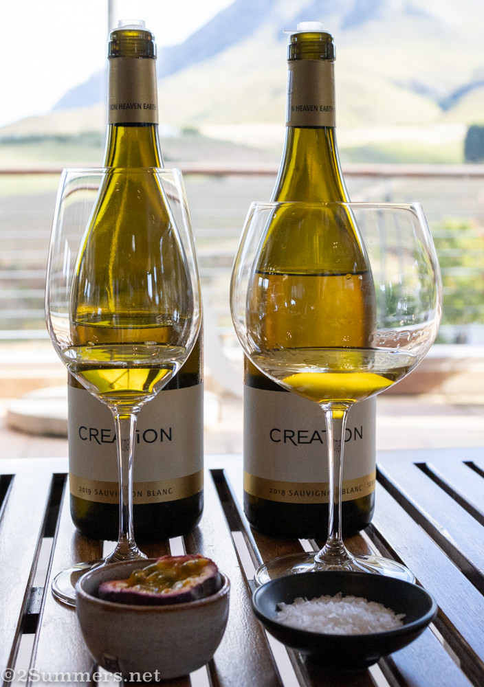 Sensory wine tasting with granadilla and salt at Creation Wines
