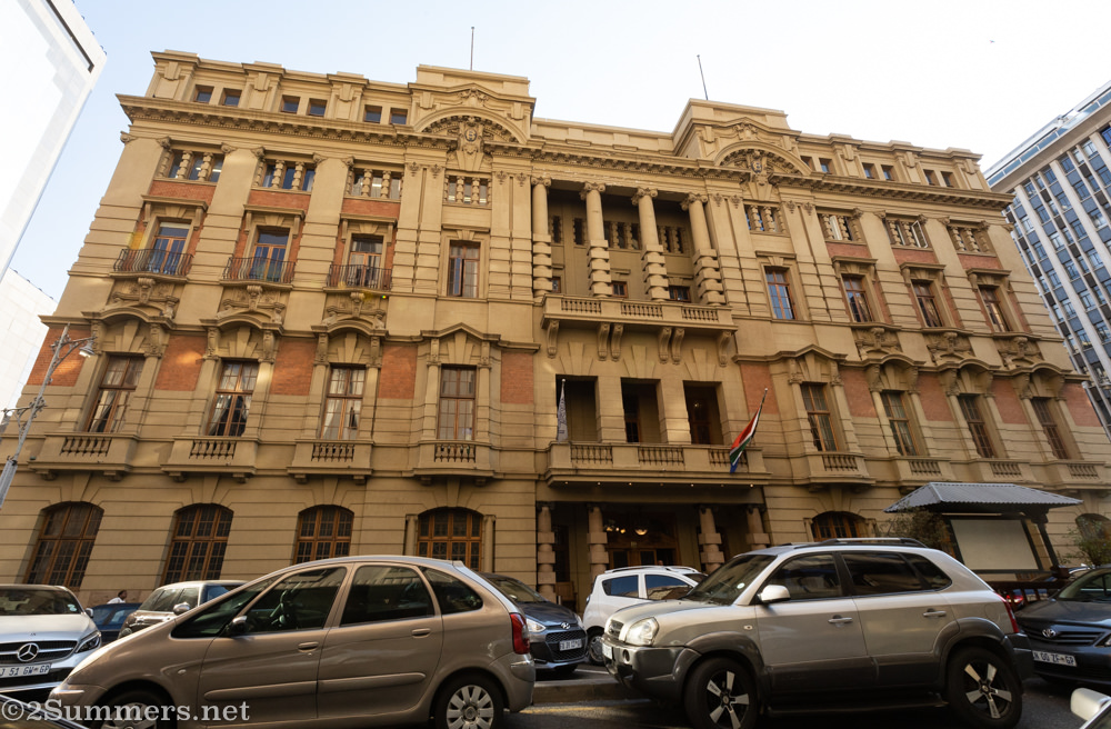 Outside the Rand Club in downtown Johannesburg