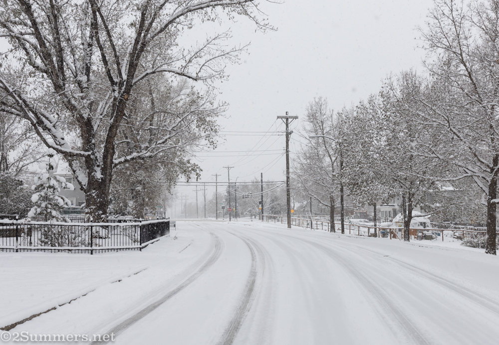 Snowy street in Colorado Springs