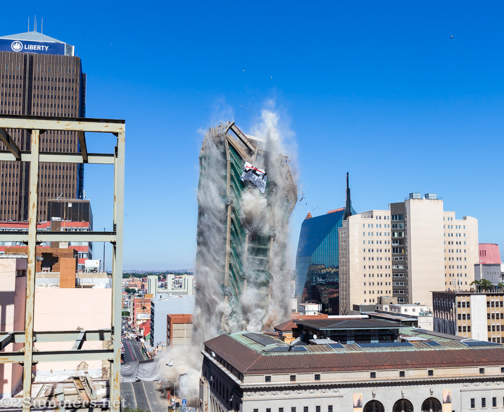 Building demolition in progress