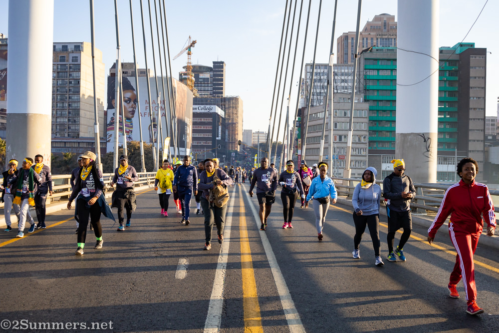 Walking over Nelson Mandela Bridge