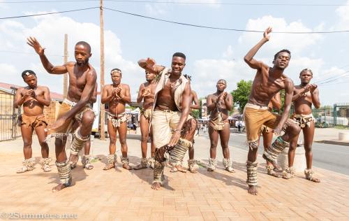 Tswana dancers on Vilakazi Street in Soweto