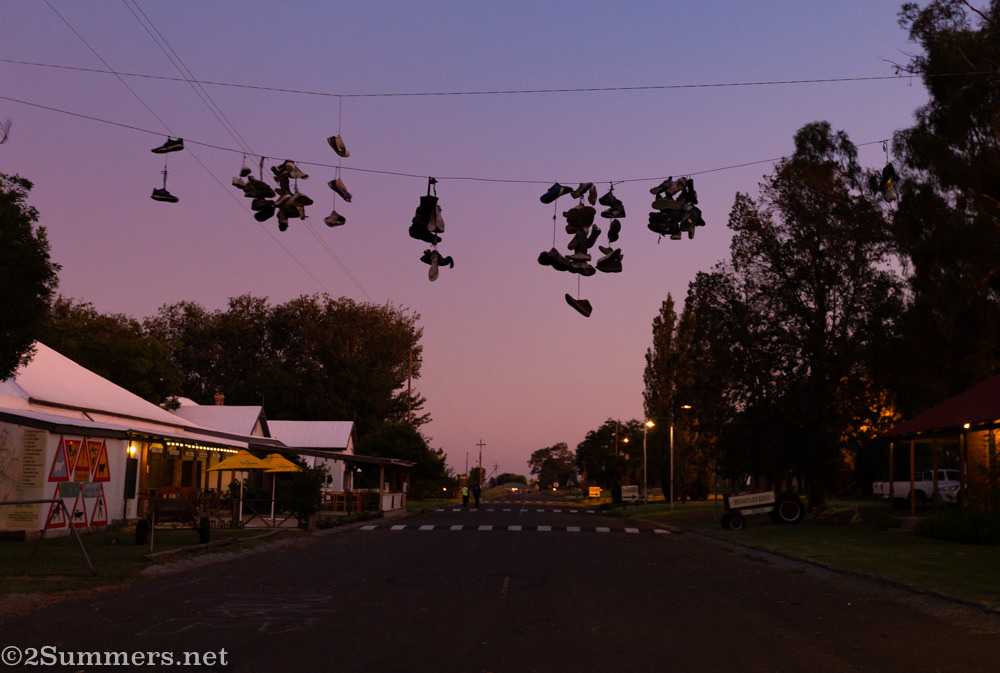 Shoes thrown over the power line