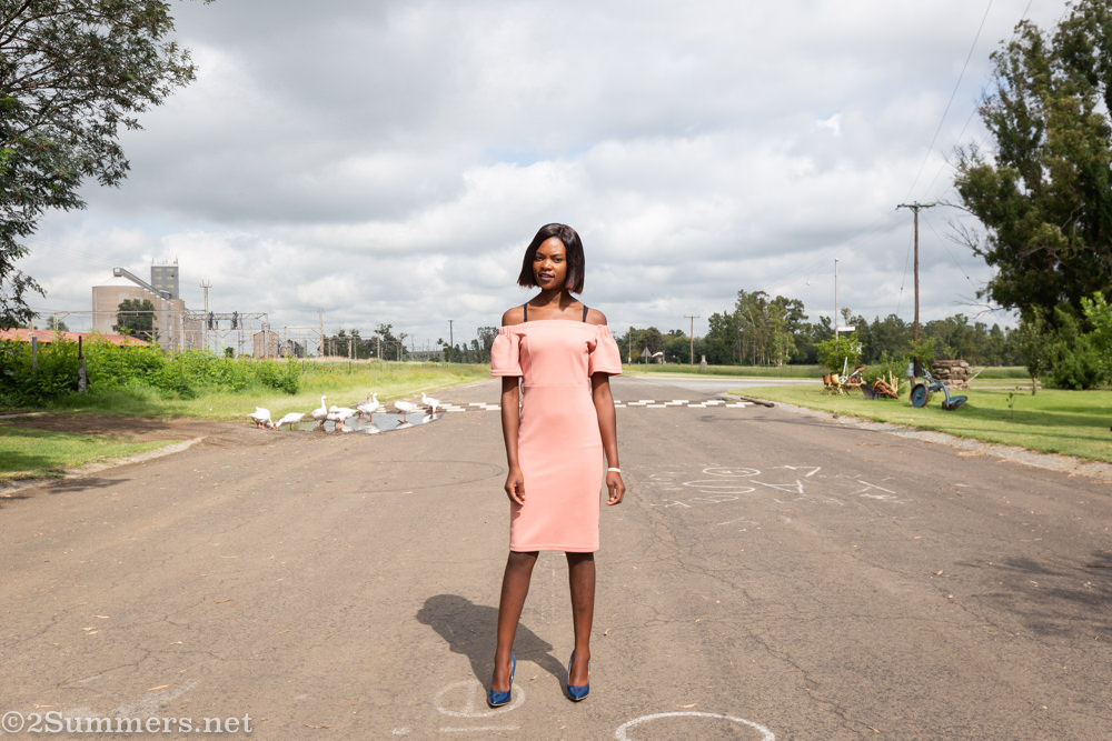 Lucy modeling on the road