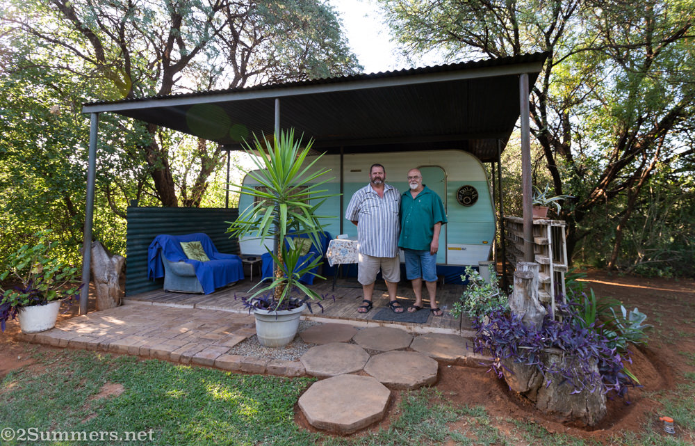 Converted “campovan” at Kameel Rust and Vrede with Hercules and Patrick outside