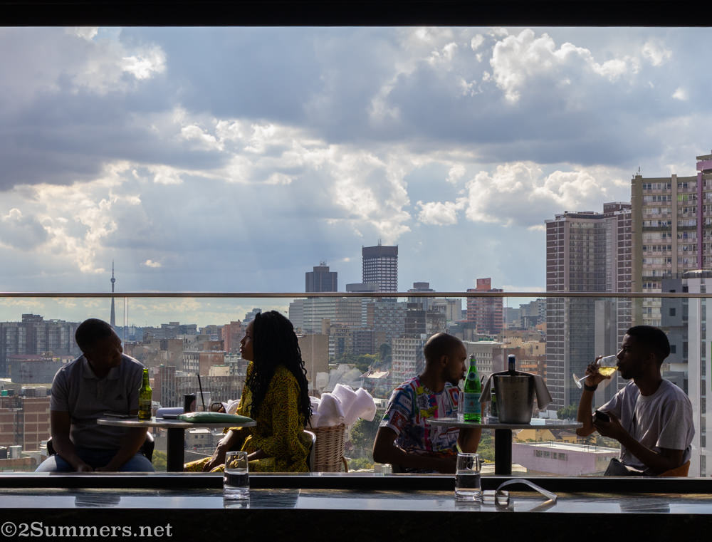 People drinking cocktails in the Joburg CBD.