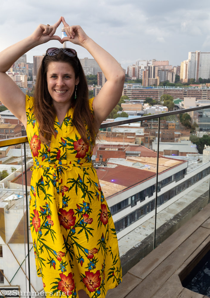 Heather on the roof of Hallmark House