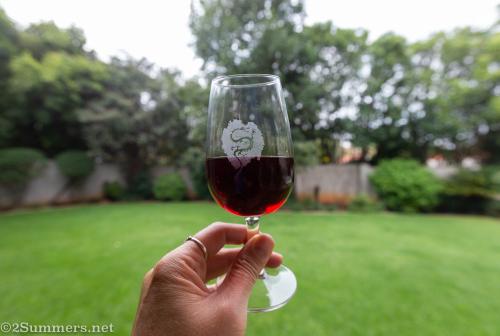 Drinking wine at the "Uncorked1" class at the wine school