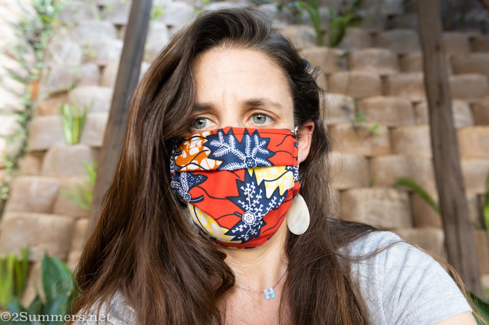 Heather wearing a COVID-19 mask