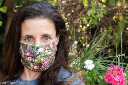 Heather wearing the African jungle mask