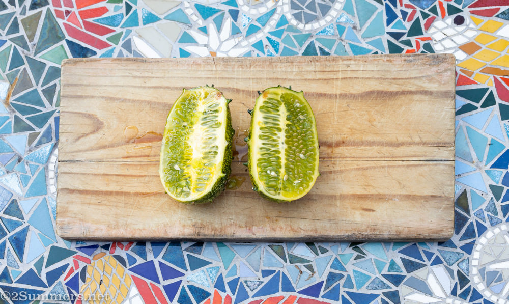 Cut-open horned melon