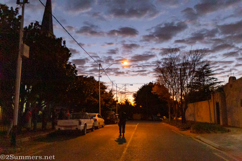 Security guard at sunrise